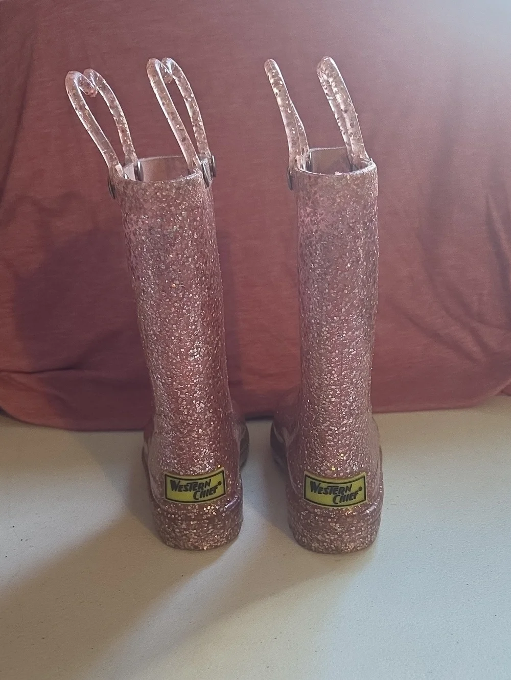 Western Chief Pink Glitter Girls' Waterproof Rain Boots